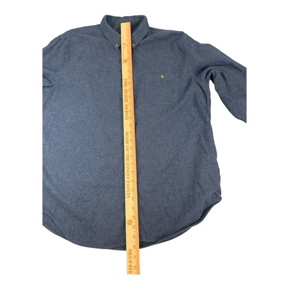 J Crew Wool Blend Button Down Shirt Men's Size XL Blue Elbow Patches Preppy